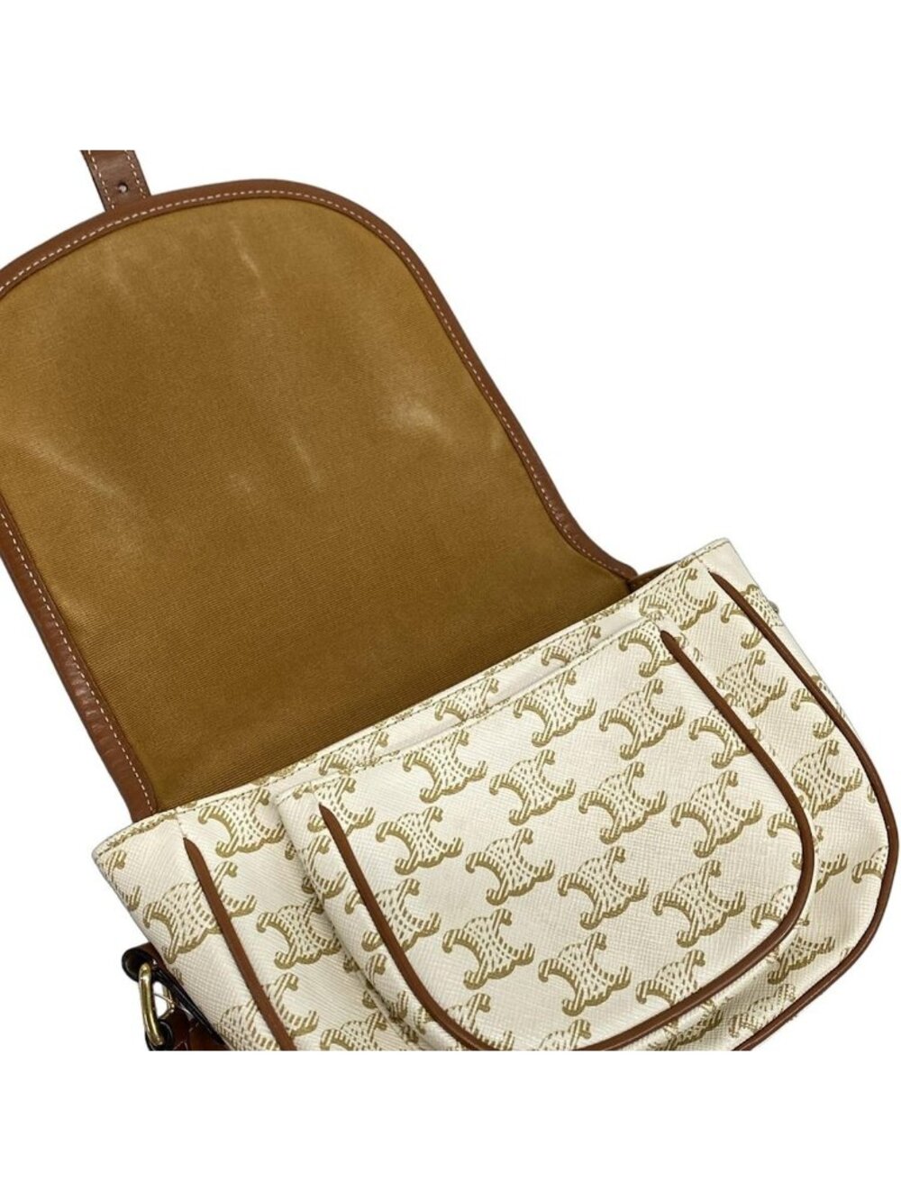 Celine Shoulder Bag Falco Midi Triomphe Canvas Ivory Beige Brown - Picture 14 of 15